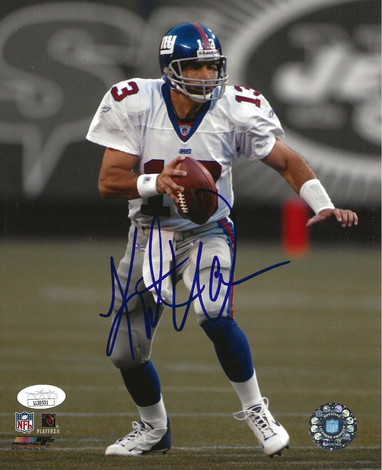 Kurt Warner signed New York Giants 8x10 Photo Poster painting autographed JSA