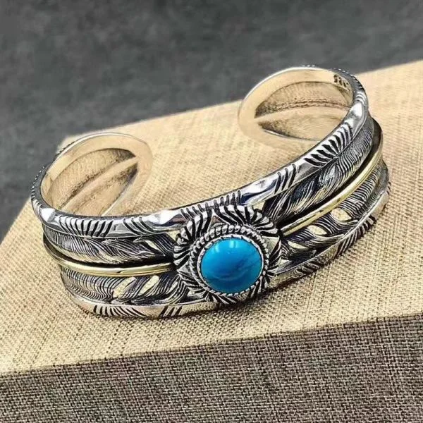 Nickel Silver Imitation Turquoise Cuff Bracelet | Burton's