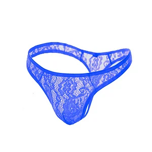 Men's Low Waist Lace Sexy Thong Transparent Gay Panties