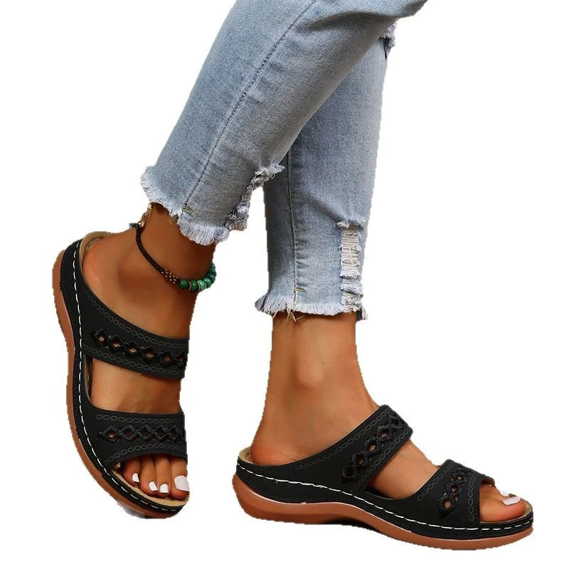 Yyvonne 2025 Retro Car Anti-Slip Slope With Round Head Cool Slippers Women's Slippers Line New