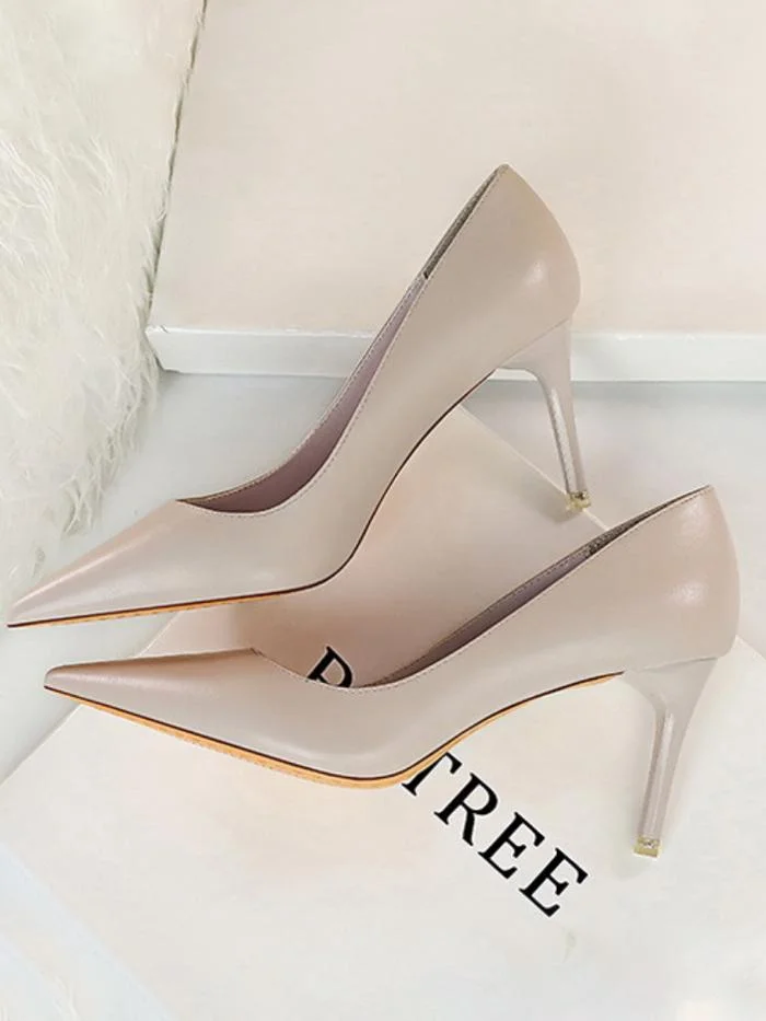 Fashion simple stiletto high-heeled shallow pointy shoes