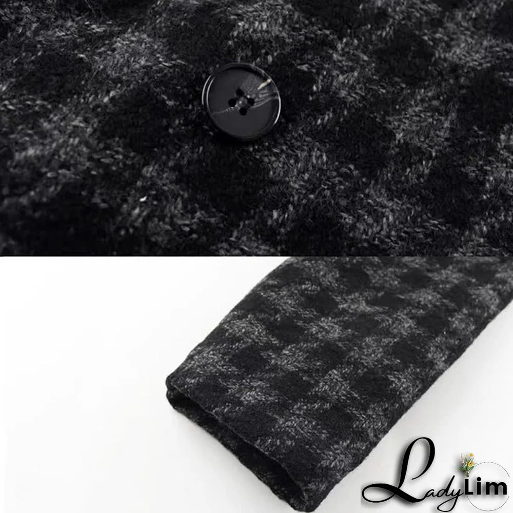 Chic Lattice Print Lapel Blazer T-Shirt High Waist Slim Denim Pants