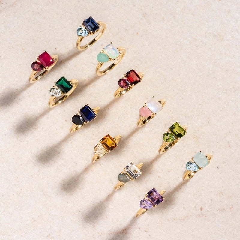 Elegant Romantic Shiny Geometric 304 Stainless Steel Zircon 18K Gold Plated Inlay Stainless Steel Rings