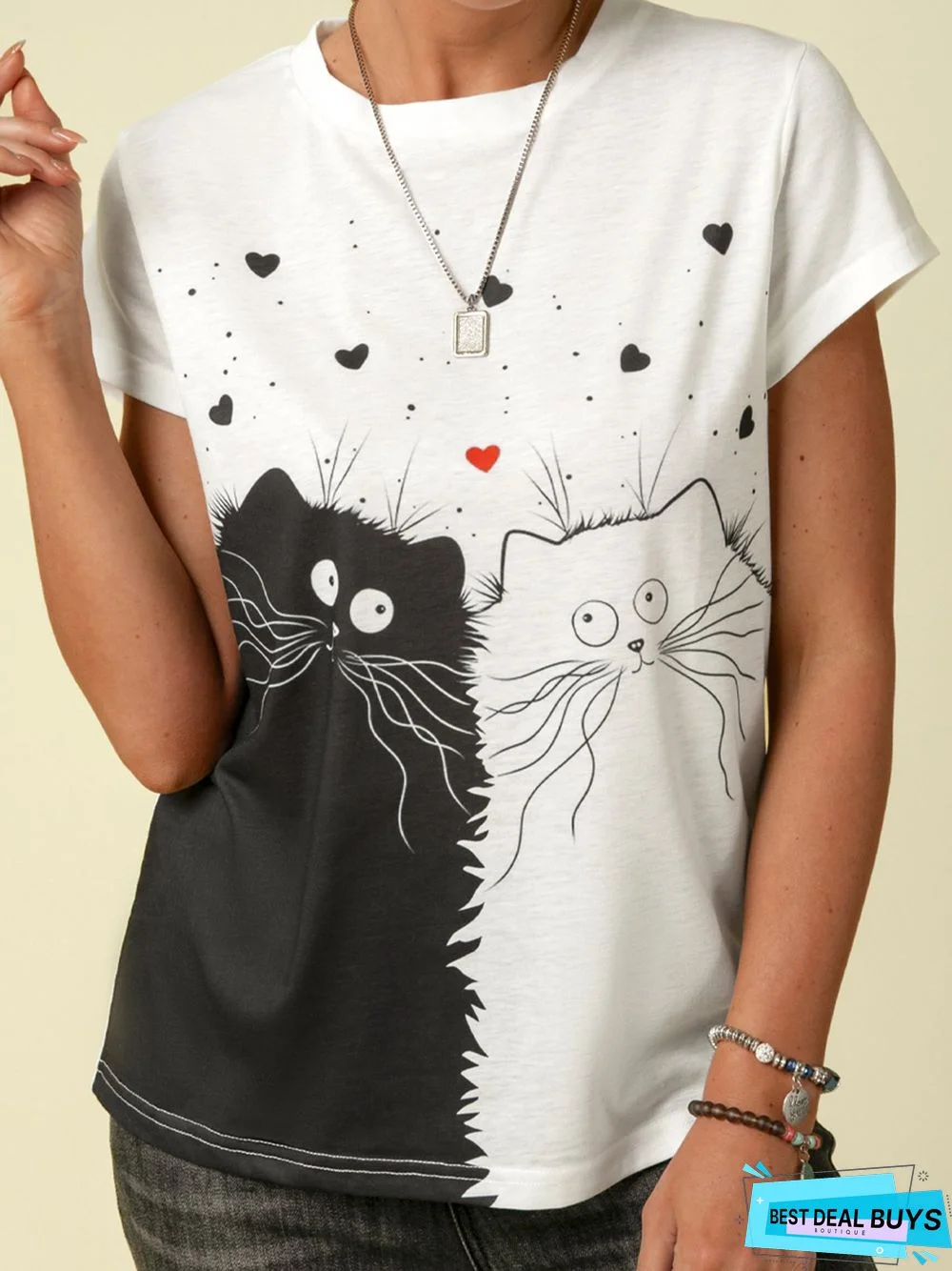 Casual Crew Neck Animal T-shirt