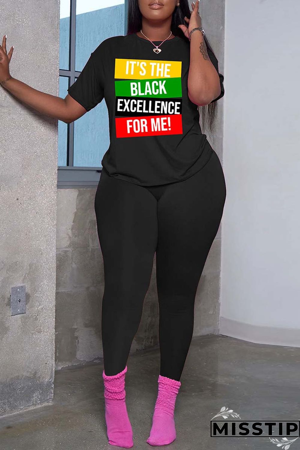 Black Green Casual Print Basic O Neck Short Sleeve Two Pieces