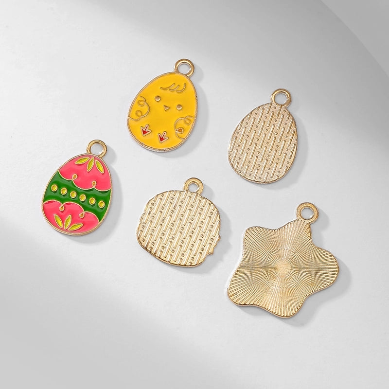10 PCS/Package 14.2*21.7mm 19.3*17.3mm 21*25.5mm Alloy Easter Egg Hamburger Fried Egg Jewelry Accessories Pendant