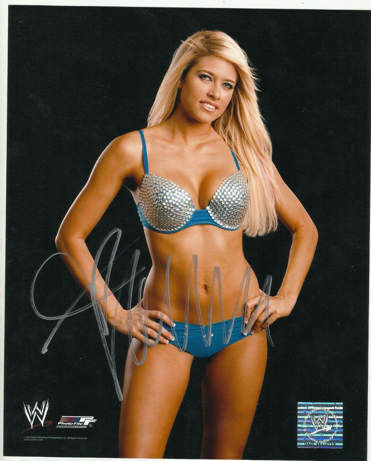 WWE SEXY KELLY KELLY BARBIE BLANK Signed 8x10 Photo Poster painting