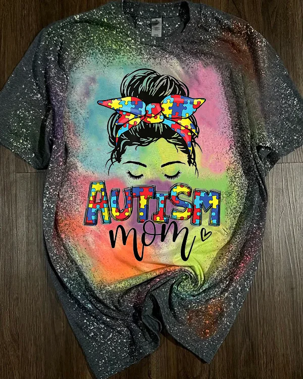 Gift For Autism Mom Autism Awareness Support Tie Dye T-Shirt