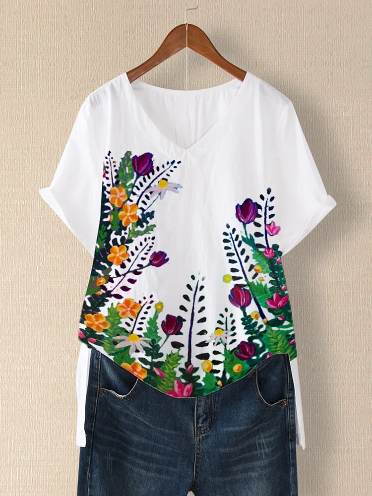Bestdealfriday White Floral Vintage Shirts Tops 9354783