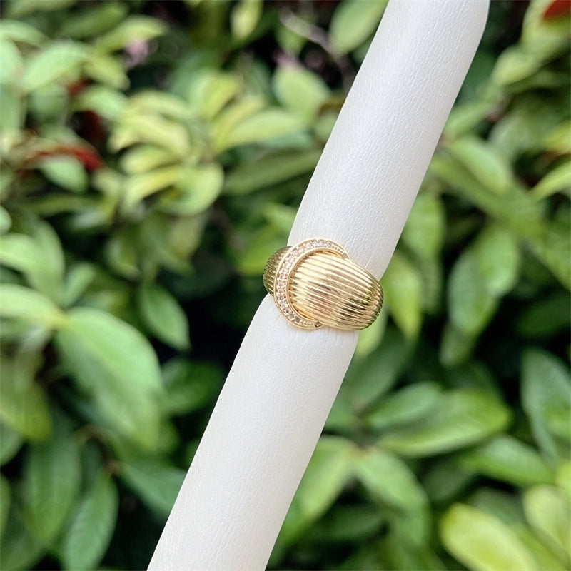 Copper 18K Gold Plated Geometric Zircon Open Rings