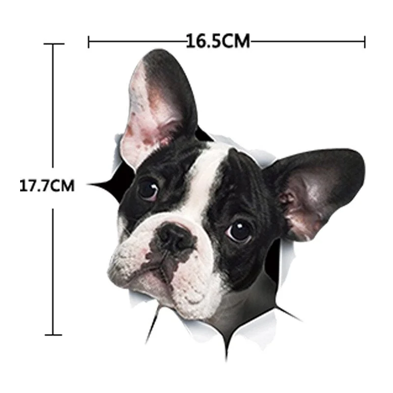 New Cat Dog 3D Wall Sticker Bathroom Toilet Kids Room Decoration Wall Decals Animal Sticker Refrigerator Waterproof Poster