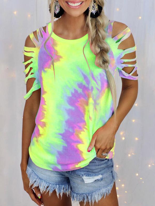 Women Half Sleeve V-neck Solid Color Dress