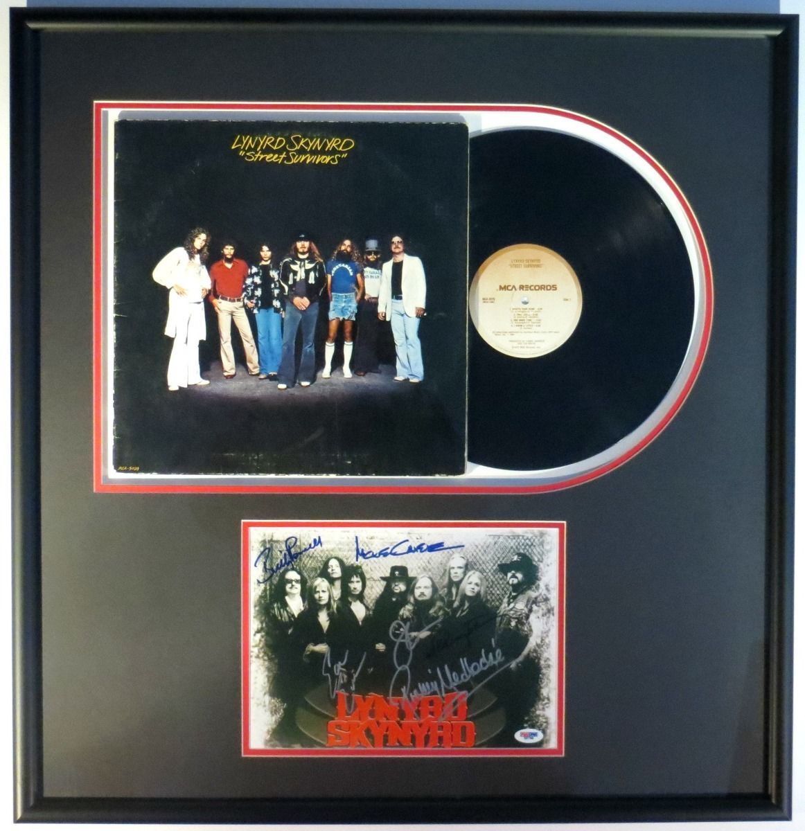 Lynyrd Skynyrd Authentic Multi-Signed Framed 8x10 Photo Poster painting w/ Album PSA/DNA