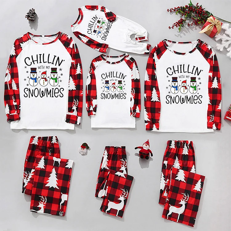 'Chillin' with the Snowmies' Christmas Family Matching Pajamas Set