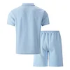 Men's Casual Jacquard Short-Sleeve Polo Shirt & Shorts Two-Piece Set by Inlyline