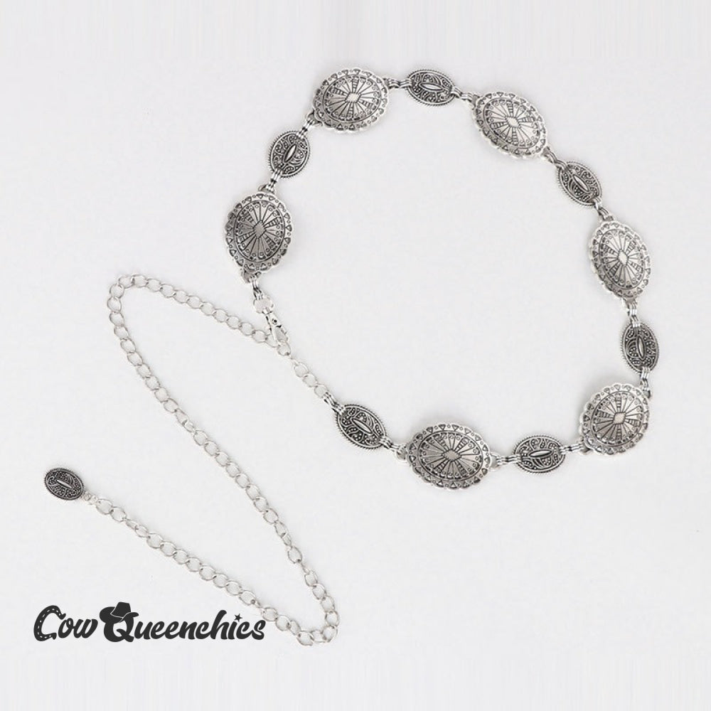 Metal Round Piece Belt Silver / 49 in