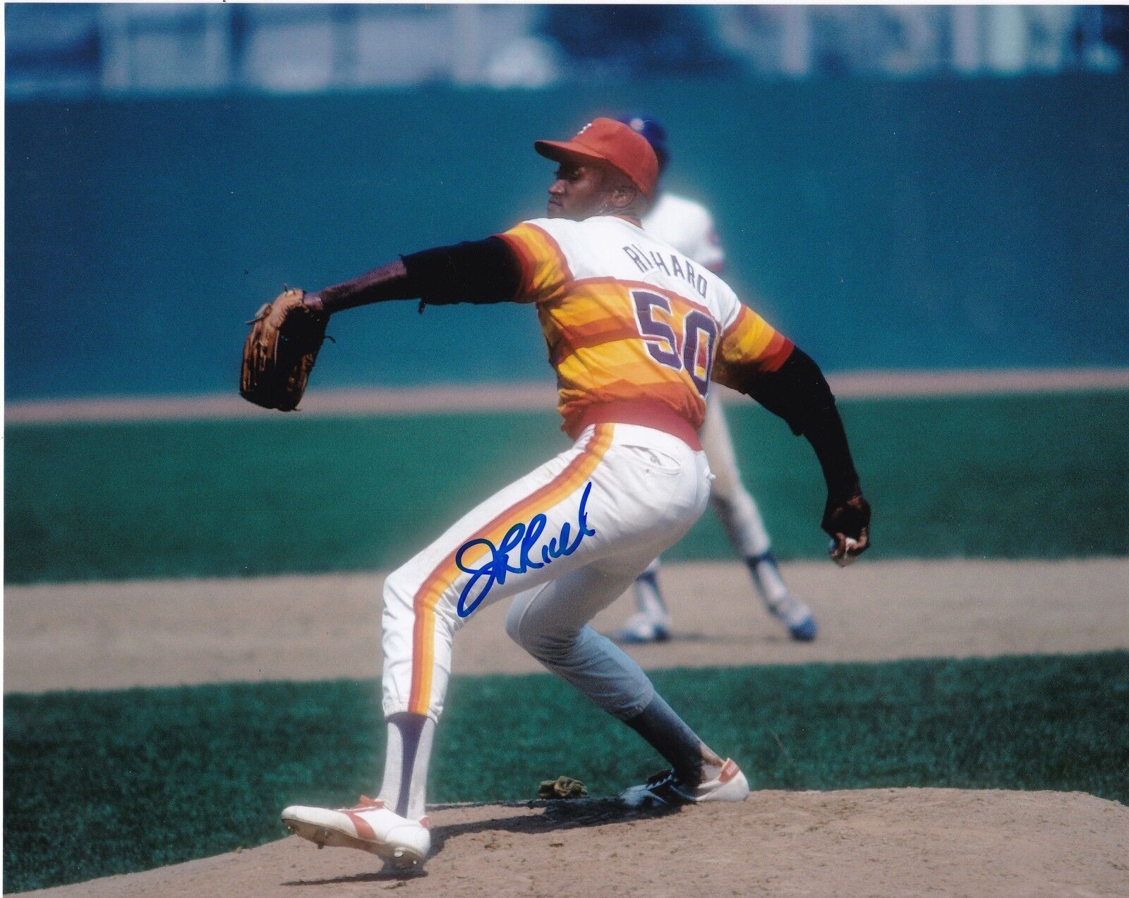 J.R. RICHARD HOUSTON ASTROS ACTION SIGNED 8x10