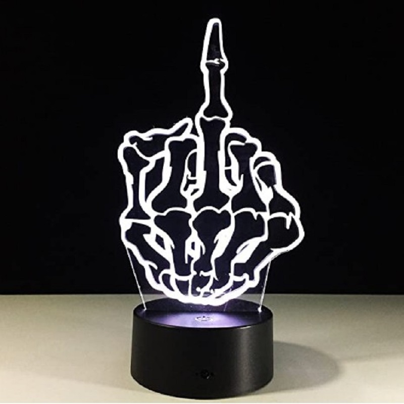 

Vertical middle finger 3D light colorful touch led visual light (black base, 501 Original