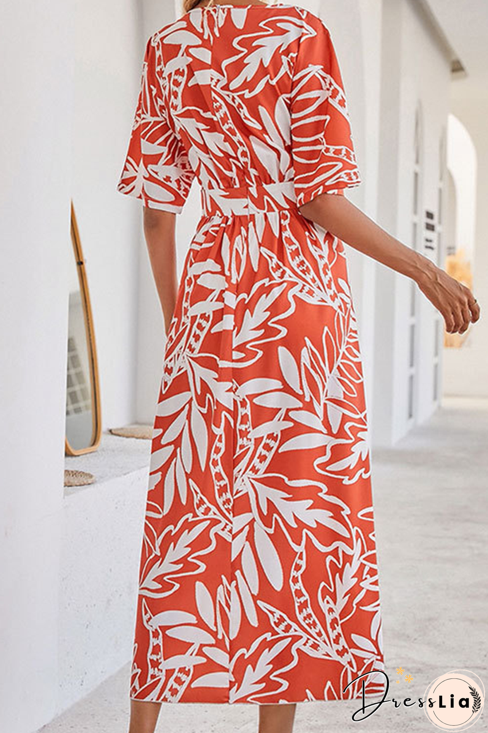Fashion Elegant Floral Split Joint O Neck A Line Dresses