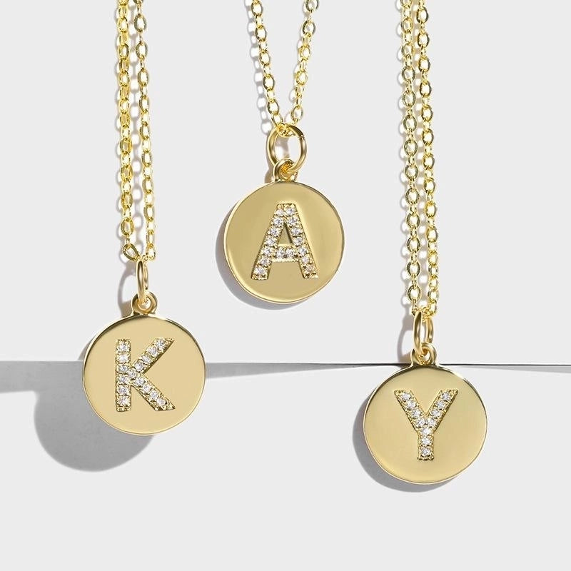 Alloy Inlaid Zircon Letter Necklace