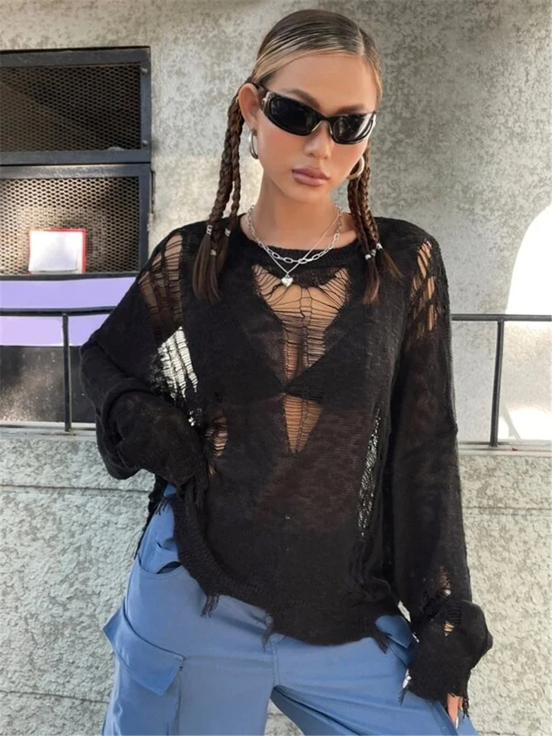 Athvotar Athvotar And Summer New Loose Hooks Hole Hollow Design Beggar Sweater