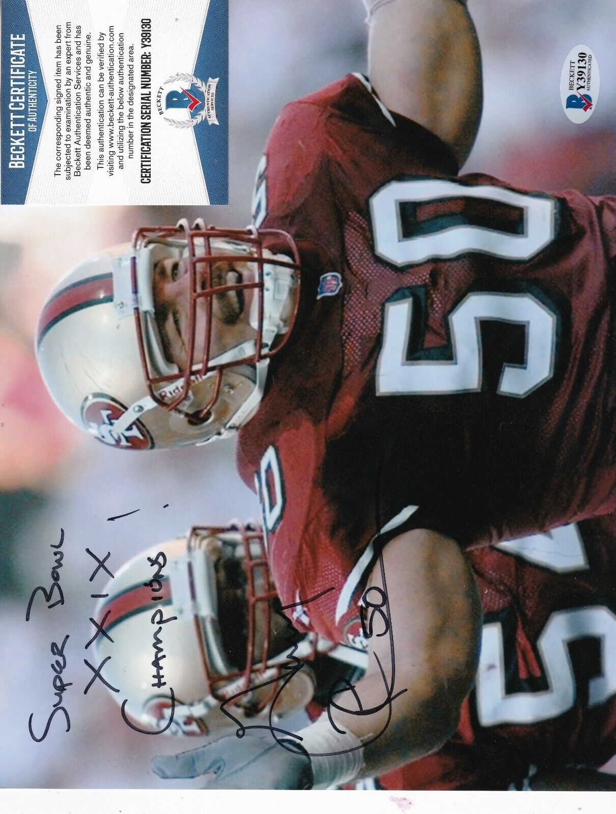 GARY PLUMMER SAN FRANCISCO 49ERS SB XXIX CHAMPS BECKETT AUTHENTIC SIGNED 8x10