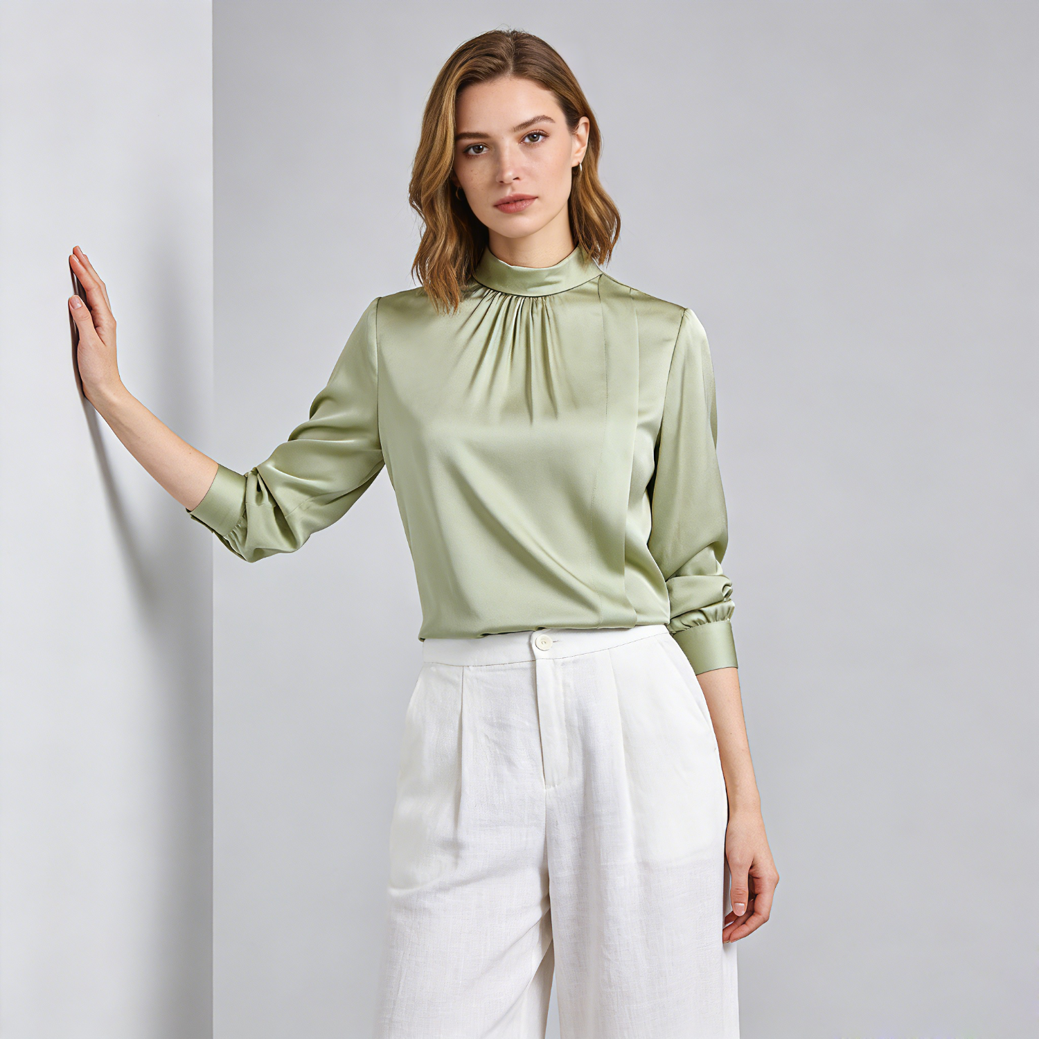 Solid Color Silk Blouse Women Buttons On Back REAL SILK LIFE