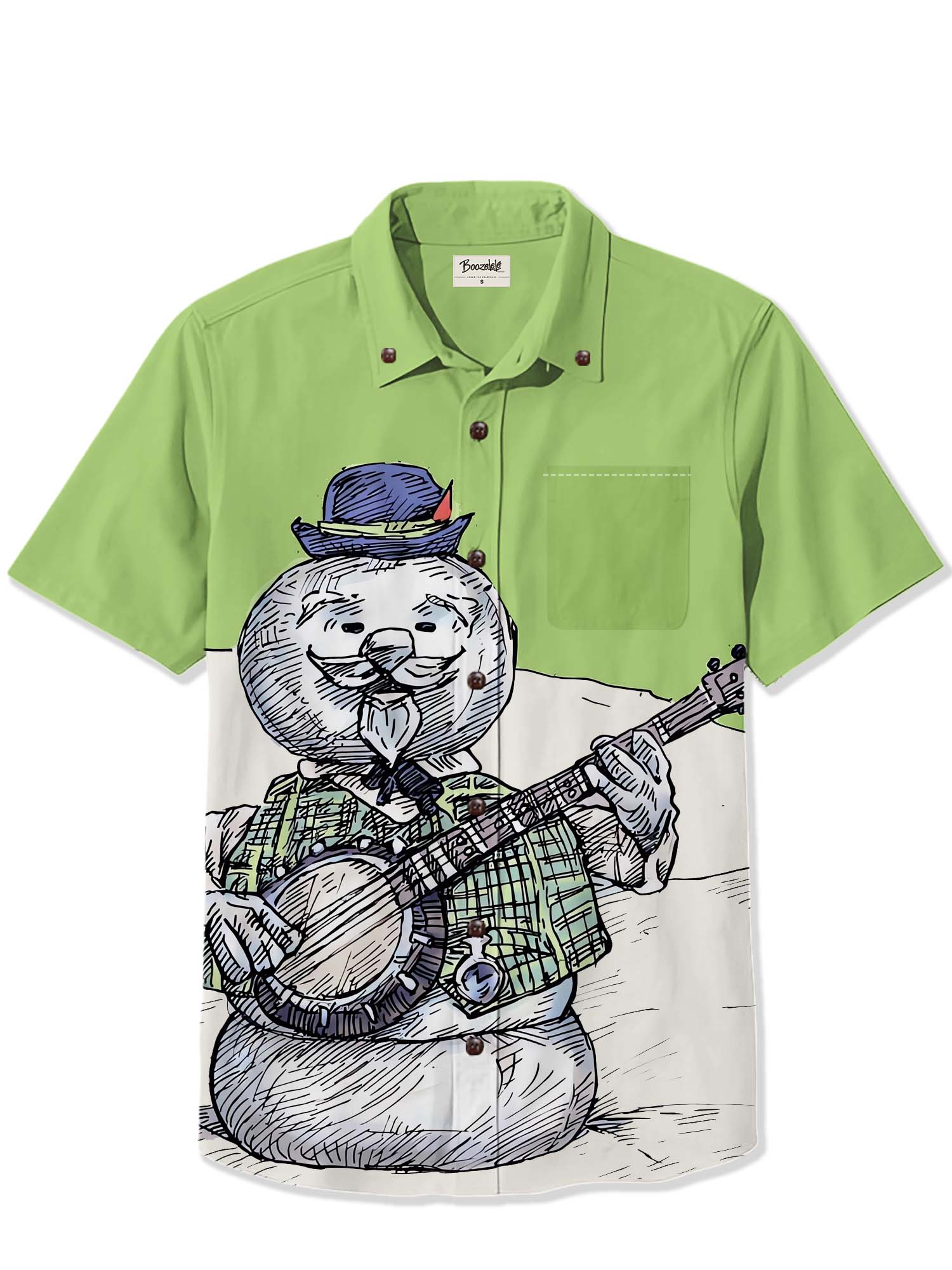 Christmas Snowman Monster With Banjo - 100% Cotton Shirt