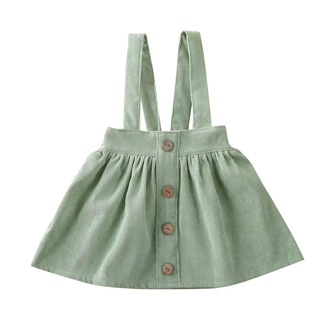 2020 Baby Summer Clothing Toddler Kids Baby Girls Party Strap Suspender Gown Solid Overalls Dresses Corduroy Outfits