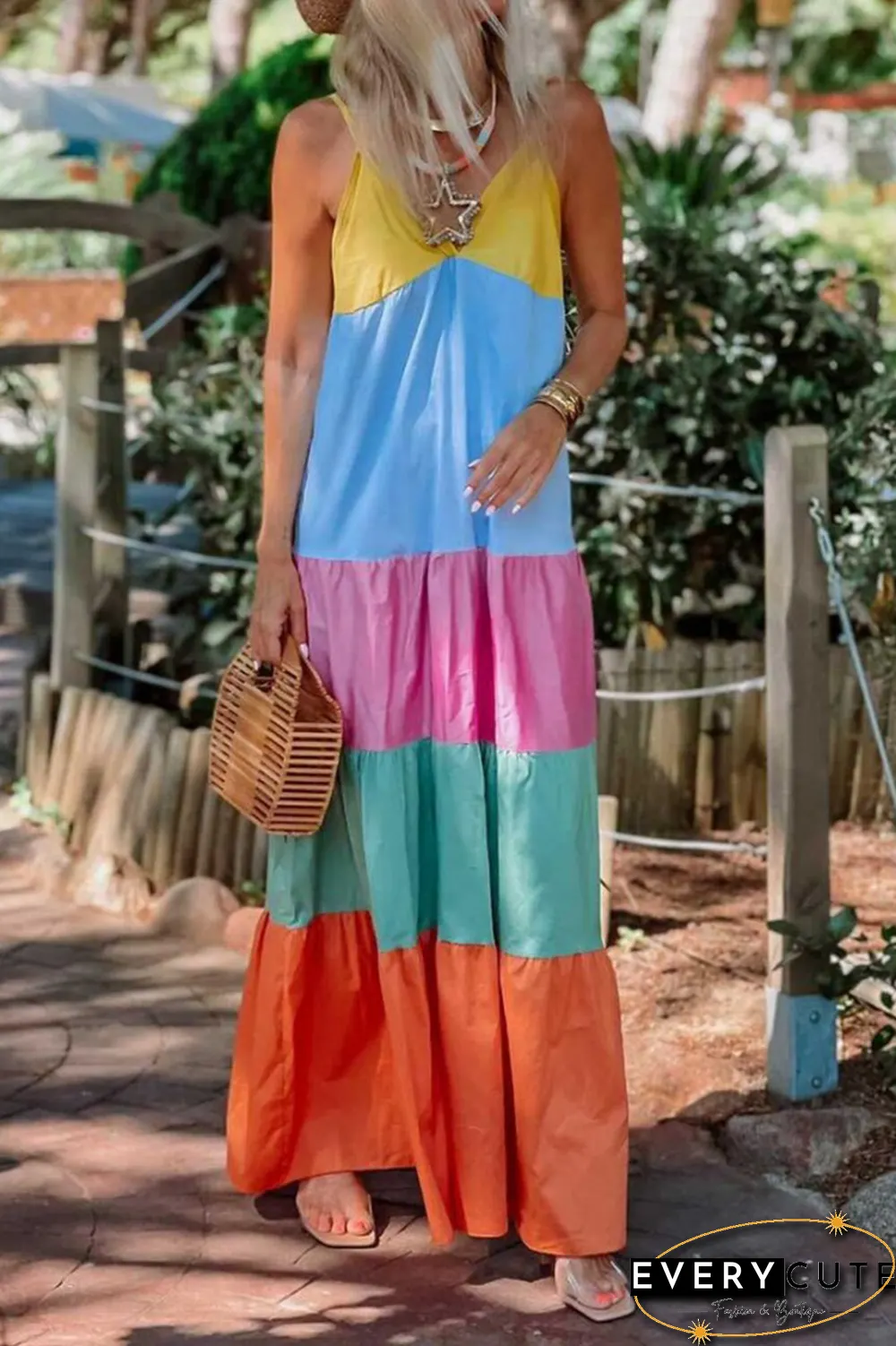 Casual Solid Split Joint V Neck Cake Skirt Dresses