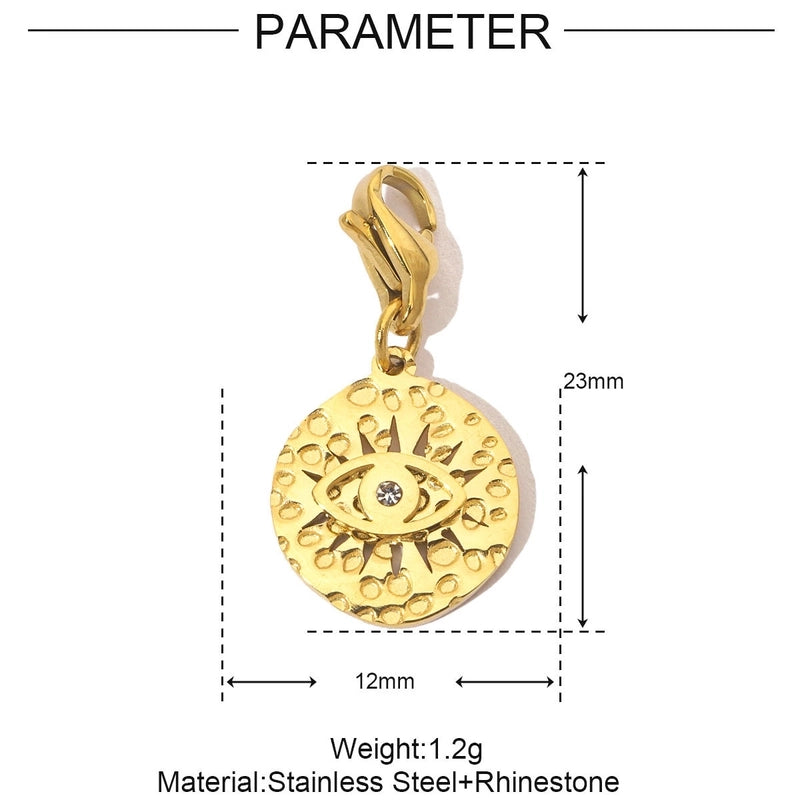 3 PCS/Package Titanium Steel Rhinestones Eye Pendant Jewelry Accessories