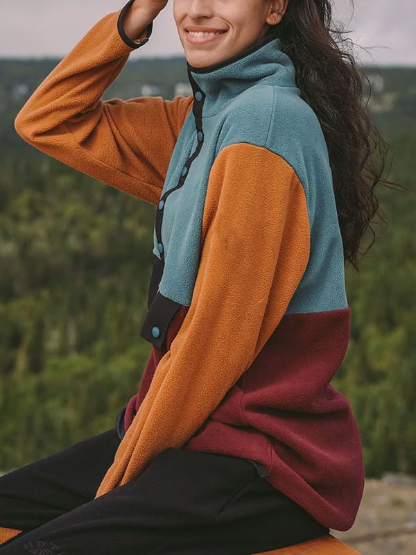 Color combination outdoor suede women's sweatshirt 