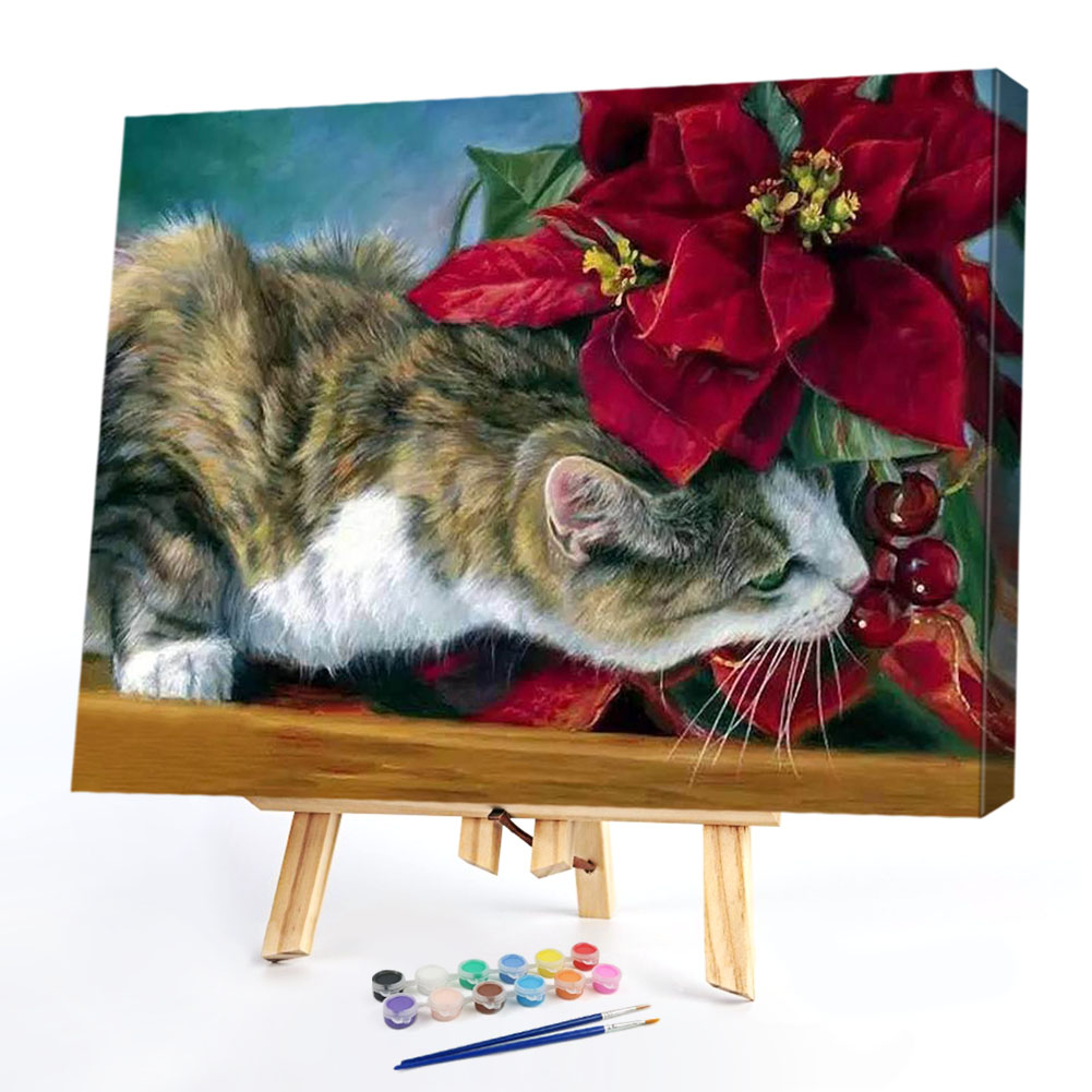 

40*50CM Paint By Numbers-Flower Cat, 501 Original