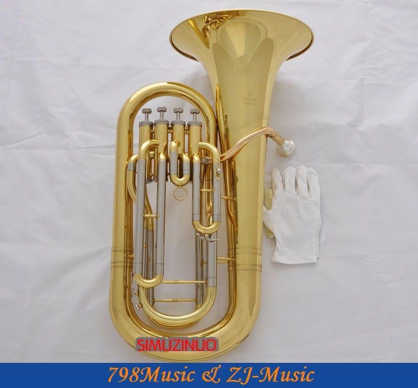 Professional Gold Euphonium 4 Monel Valves Bb horn Cupronickel Side With Case