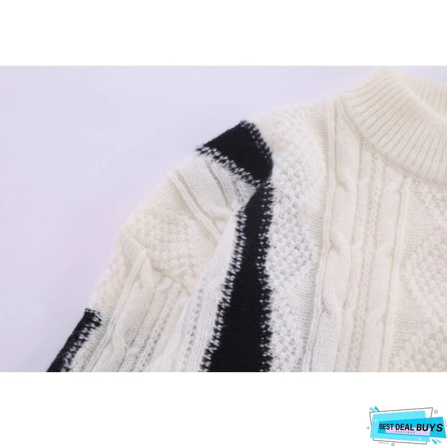 Color Block Turtleneck Sweater