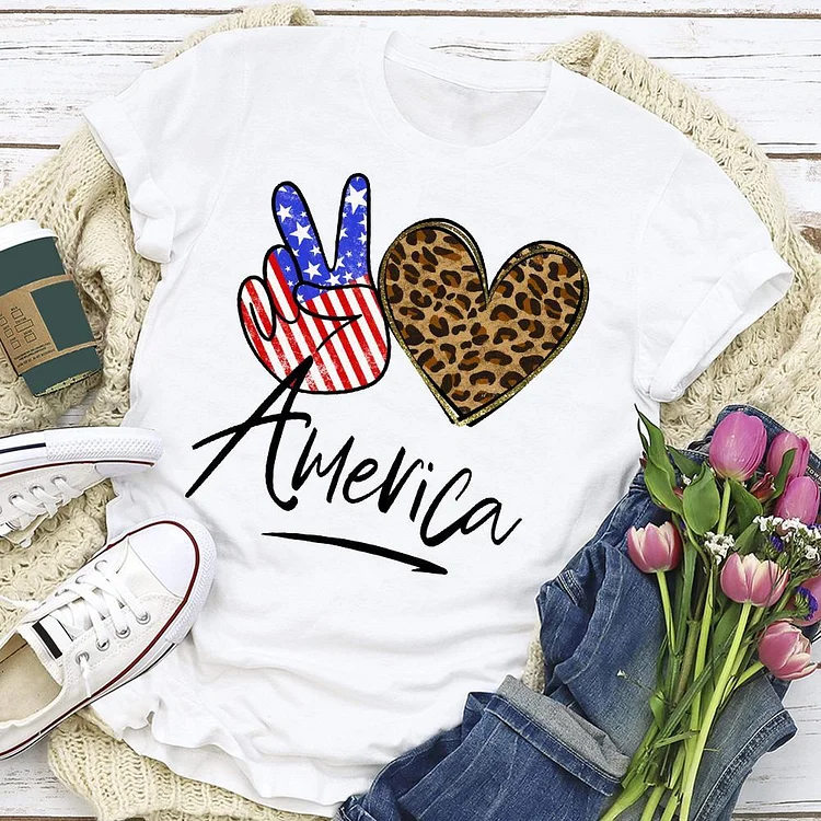 America Peace Love T-Shirt Tee --Annaletters