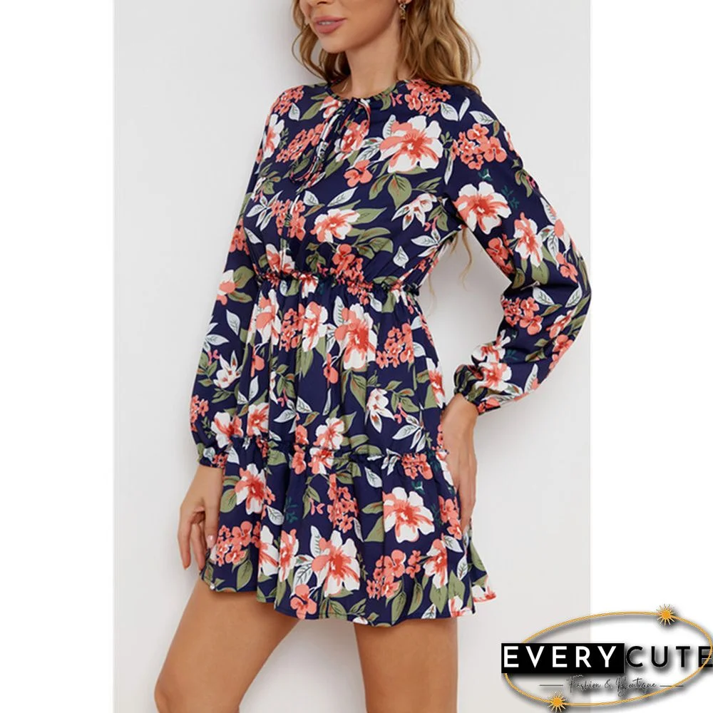 Loose Floral Waist Slim Dress