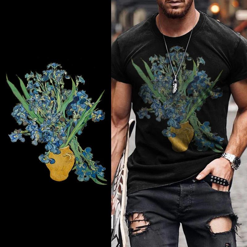 Van Gogh Orchid Oil Painting Short Sleeve T-Shirt