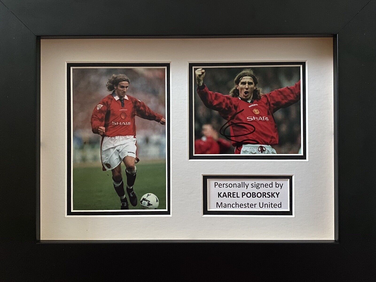 Karel Poborsky Genuine Hand Signed Manchester United In A4 Mount Display