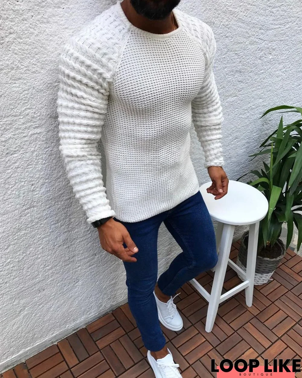 Slim Long Sleeve Round Neck Pullover Sweater Top