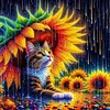 Diamond Painting-DIY Full Round Drill Cat Sunflower(40*40 CM)