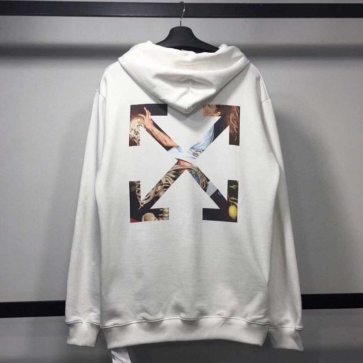 Off White Hoodie Early Spring Girl And Skull Arrow Pullover Hooded Sweater