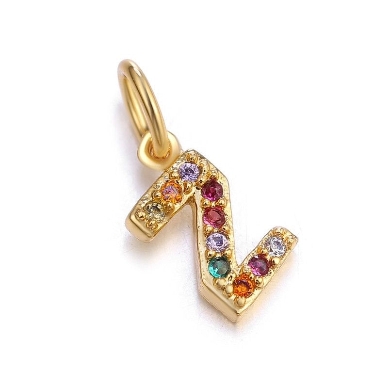 1 Piece Copper Zircon Letter Pendant Jewelry Accessories