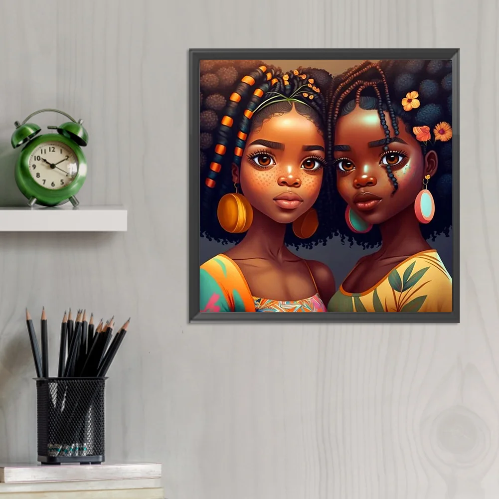 Diamond Painting - Full Round Drill - Black Girl(Canvas|30*30cm)