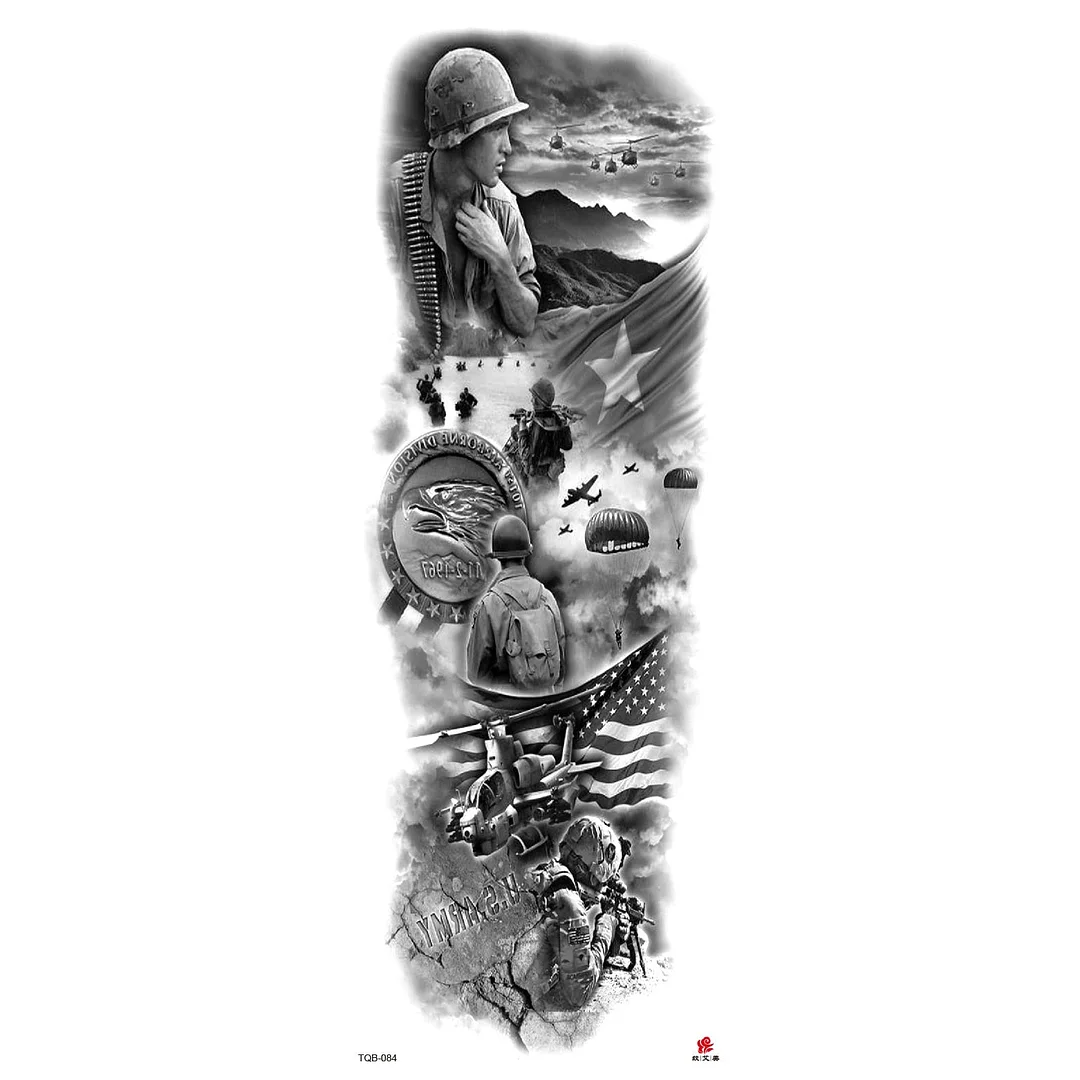 Full Arm Temporary Tattoos Sleeve for Men Women Realistic Fake Tatoo Warrior Lion Mechanical Skull Wolf Rose Tatto Sticker Totem