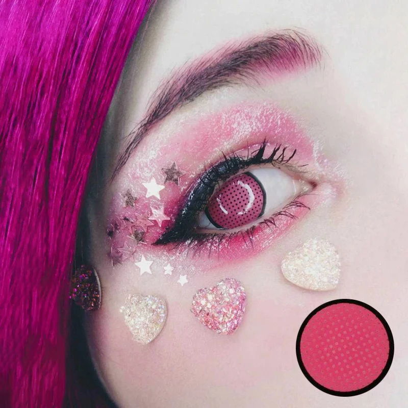 Rose Mesh Contact Lenses Pink Color 14.5mm Cosplay