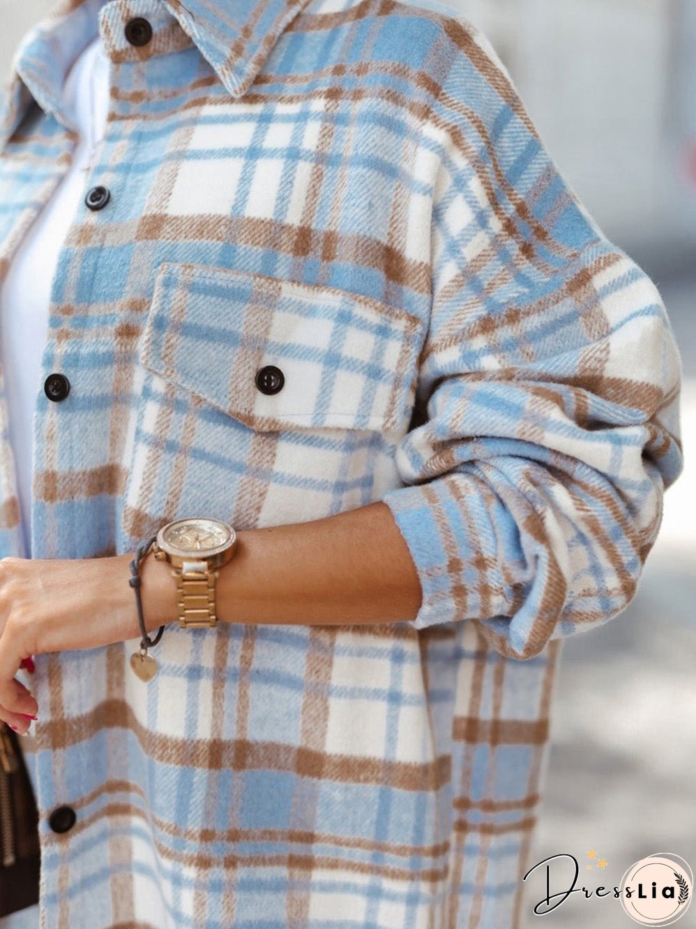 Blue and Brown Plaid Shirt