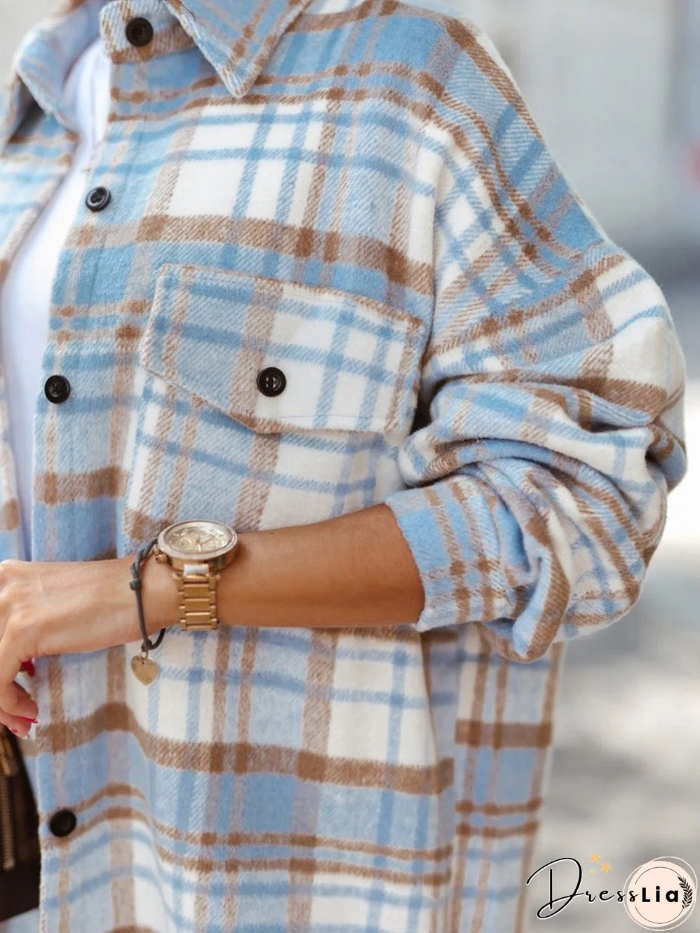 Blue and Brown Plaid Shirt