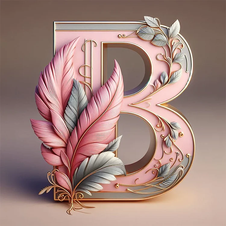 Feather Letter B 30*30CM (Canvas) Full Round Drill Diamond Painting gbfke
