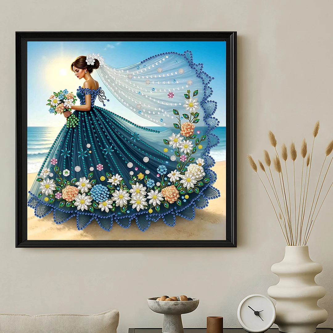 Diamond Painting - Partial Special Shaped Drill - Ocean Floral Gown(Canvas|30x30cm)